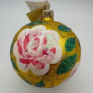 1994 Christopher Radko Camille Flower Ball Gold 94-212-0 4" Ornament